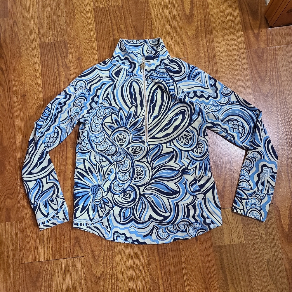 Lily Pulitzer UPF 50+ Skipper Popover Give It A Whirl Size XS